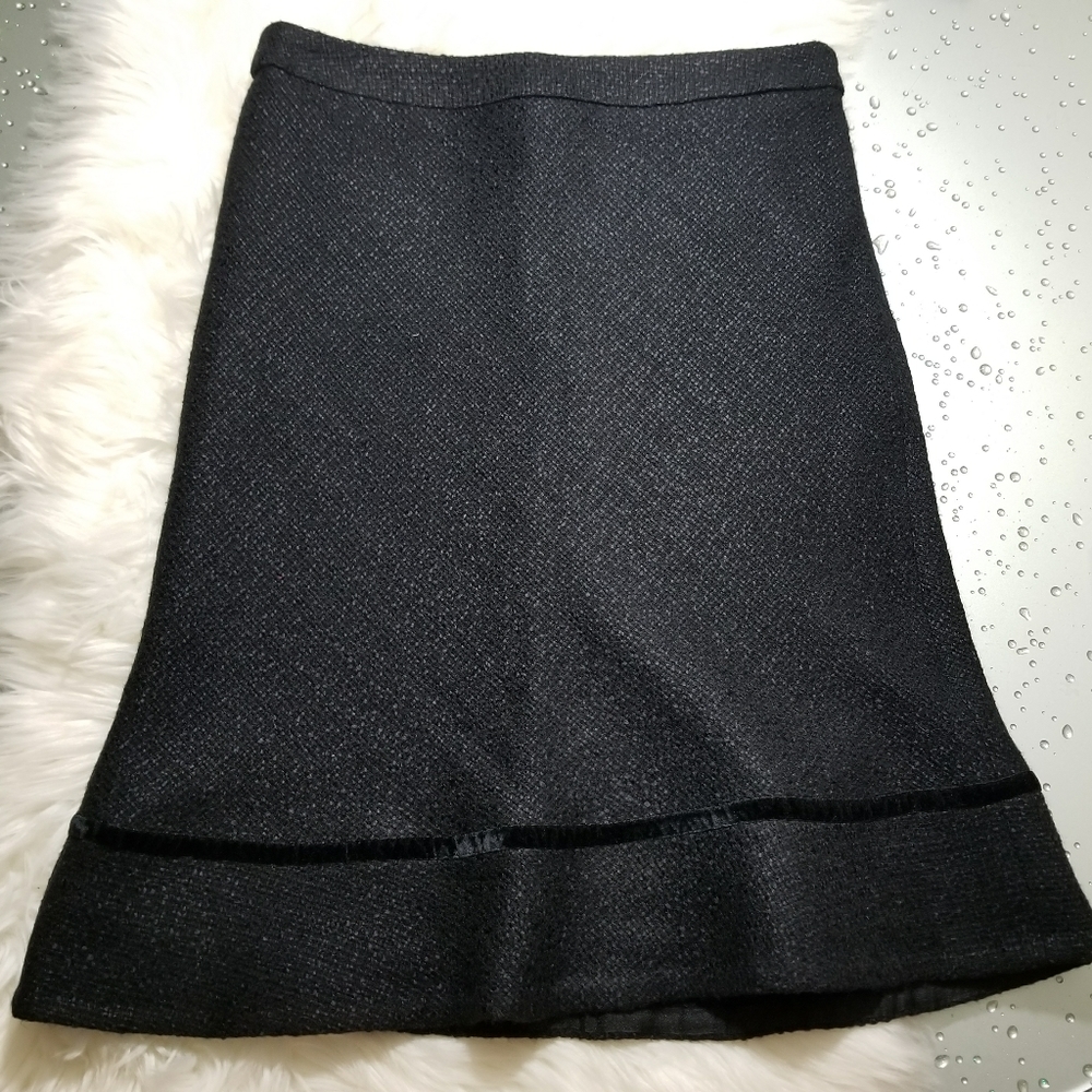 🔥 5/$25 Gap Wool Blend Woven Pencil Skirt Velvet Trim 6
